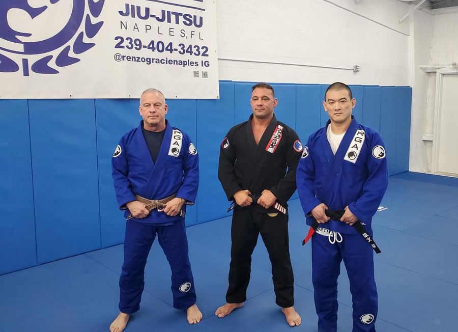 Renzo Gracie Naples black belts on the mat